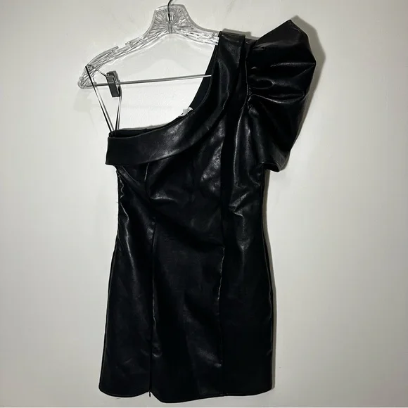 TCEC | Dresses | Nwt Tcec Faux Leather One Shoulder Mini Dress Medium  Martins | Poshmark